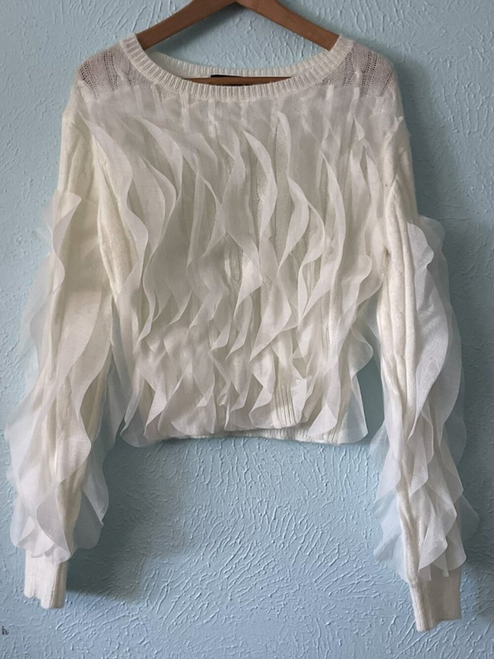 🦢Beulah White Ruffle Sweater🦢